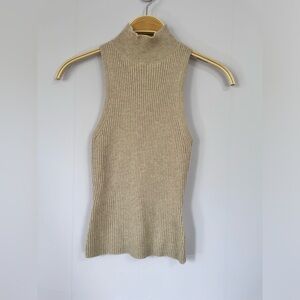 Reformation Farrah 100% Cashmere Turtleneck Tank In Wheat XS